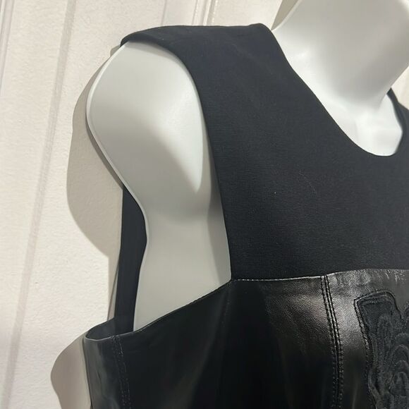 Rachel Roy Black Leather and Fabric Fit & Flare‎ Sleeveless Dress Size 8 NWT - Picture 6 of 15